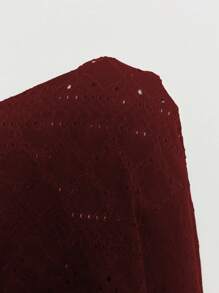 Chiquease Áo ống rộng rãi thêu họa tiết kỳ nghỉ dành cho nữ - Màu Đỏ Sâu - Xem 7