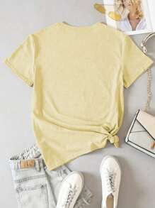 INAWLY Embroidered Sun T-Shirt, Embroidered Sunshine T-Shirt, Embroidered Summer T-Shirt, Embroidered Bohemian Blouse, Unisex Fashion T-Shirt - Yellow - View 2