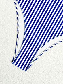 Swim SPRTY Women Summer Sleeveless Criss-Cross Backless Striped Printed Casual One Piece Swimsuit Beach Outfit