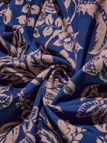 Breezaya Women's Spring/Summer Vacation Tropical Plant Print Pocket Drawstring Waist Cropped Pants Fall Cloth For Women - Blue - View 6