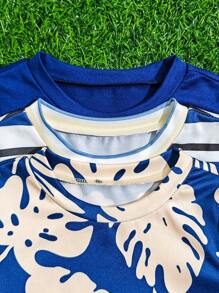 SHEIN Playful Pals Baby Boy 6 Packs Outfit - Stripe, Botanical Print, & Solid Color 3 Different Coordinate Sets, Suitable For Baby Boys To Wear In Summer For Any Occasion, Versatile & Casual Vacation Style - Multicolor - View 5