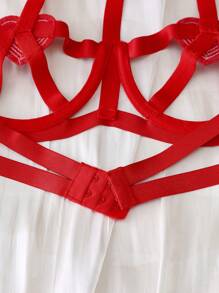Set de 2 piezas de lencería para mujer con diseño de corazón brillante para el Día de San Valentín - Rojo - Ver 4