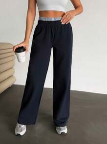 RueChic Women Second Belt Detailed Sweatpant Pant With Drawstring - Navy Blue - View 6