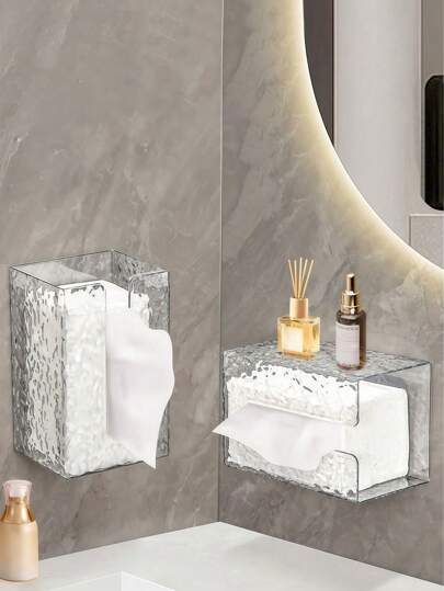 SHEIN 1 pieza Caja de pañuelos de pared con diseño de glaciar de lujo, dispensador de papel higiénico para baño de hotel, artículos para el hogar, mesa, decoraciones para el hogar, organización y almacenamiento para el hogar, decoración de habitación, decoración de dormitorio, accesorios de cocina, herramientas de cocina, organizador de cocina, viaje, vacaciones