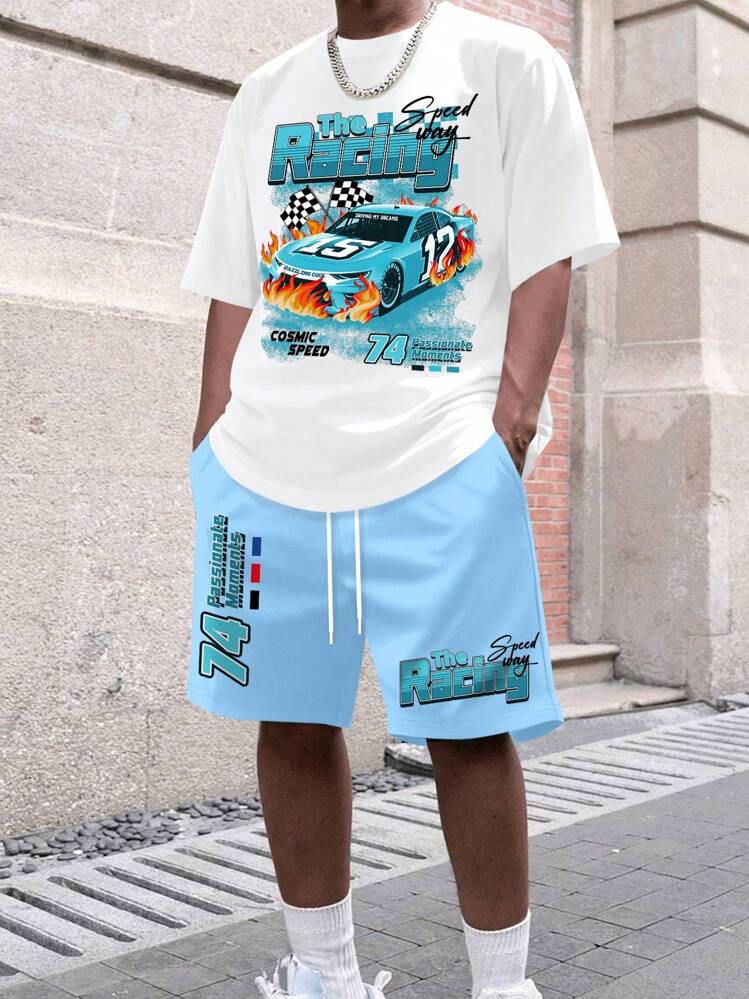 Manfinity LEGND Men's T-Shirt And Shorts Set, Casual Fashion, Suitable For Summer - Multicolor - View 1