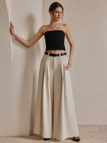 Anewsta Elaire 女式阔腿裤，宽松休闲优雅长裤，百搭“老钱”风格