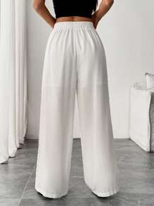 Chiquease Vacation Nature Lace Patchwork Linen Hollow Out Loose High Waist Casual Pants Fall Cloth For Women - White - View 2