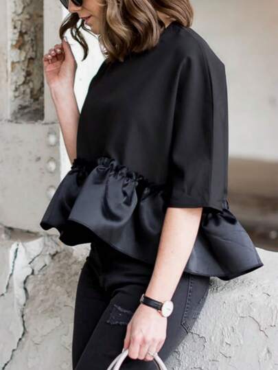 INAWLY 女士纯色短袖休闲衬衫，适合夏季