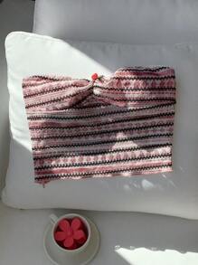 Comfortcana Summer Top Women Bathing Suits Tube Top Pink Lace Striped Top - Multicolor - View 5