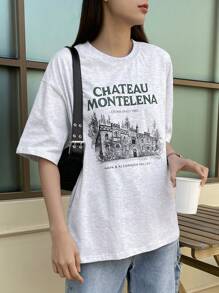 DAZY Building & Slogan Graphic Drop Shoulder Tee,  ESTABLISHED 1882 NAPA & ALEXANDER VALLEYS - White - View 8