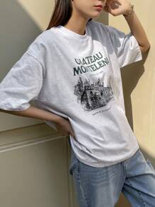 DAZY Building & Slogan Graphic Drop Shoulder Tee,  ESTABLISHED 1882 NAPA & ALEXANDER VALLEYS - White - View 5