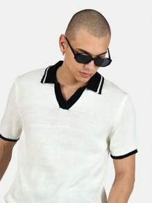 SUMWON 设计师针织 Polo 衫套装罗纹毛衣短袖上衣休闲夏春复古运动家居服街头套装