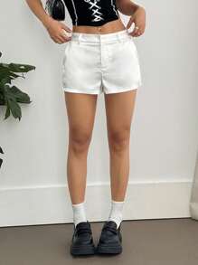 SHEIN Unity 2025 春夏时尚女式超低腰简约纯色休闲短裤