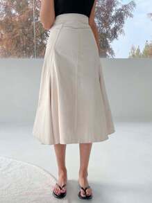 DAZY Women's Solid Color Mid-Length Umbrella Skirt