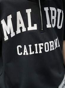 SHEIN مجموعة ملابس بقميص نصف سحاب وبنطال ذو خصر مرن بنمط أحرف، 2 حبة للأولاد الصغار، نسخة ياباني وكوري فضفاضة، راحة وأناقة وبساطة وعملية وشاملة، ملائمة للعب والمدرسة والتصوير في الشارع والحفلات والاسترخاء المنزلي، مناسبة للمدرسة والرياضة والعطلات والخارج والربيع والصيف - متعدد الألوان - مشاهدة 10