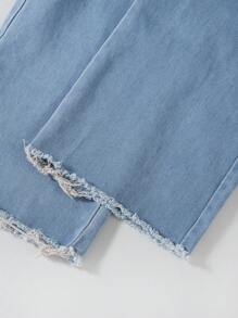 Tween Girls Double-Breasted Elastic Waist Denim Jeans