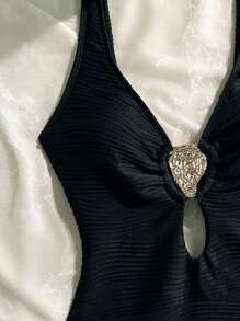 Swim Chiccia Traje de baño de una sola pieza sin costuras, tipo bandeau, blanco, sexy y casual para vacaciones en la playa para mujer