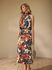 SHEIN Clasi Women's Elegant Floral Midi Dress - Multicolor - View 4