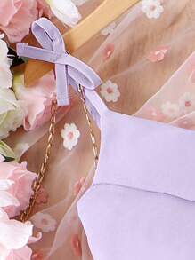 2pcs Vacation Chiffon Tank Top & Pants Set For Teen Girls - Dusty Purple - View 4