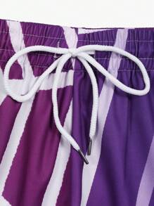 ROMWE MEN Street Life 男士蜘蛛网印花舒适休闲短裤，夏季，万圣节 - 彩色 - 查看 3