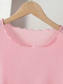 2 件套少女优雅纯紫色上衣和休闲紫色印花裤、睡衣套装 - 粉色 - 查看 3