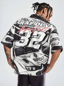 Manfinity VCAY 男士数码印花宽松梭织短袖衬衫