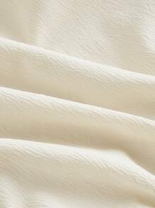 SHEIN MOD 大码杏色可爱休闲度假袖口系带灯笼短裤