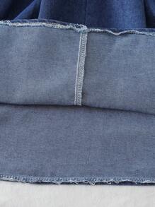 SHEIN Vestido de Verão Estilo Coreano Elegante para Meninas, com Gola Camisa, Manga Curta, Recortes, Cintura Marcada e Cinto, Vestido Formal para Jovens Garotas - Azul - Visão 6