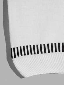 RueChic Men Solid Contrast Stripe Regular Sweater Vest - White - View 5