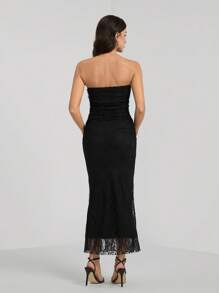 SHEIN Tall 优雅性感蕾丝露肩紧身二合一抹胸长裙