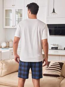 CoupledUp Men's Heart & Galaxy Pattern Print Pajama Set, Couples Loungewear - Multicolor - View 5