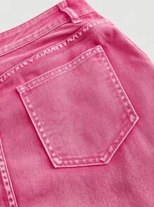SHEIN MOD Damen Lässiger Denim Rock mit hoher Taille, mini, Rosa