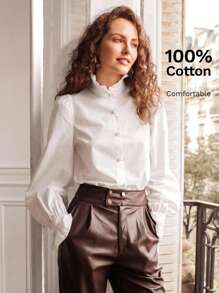 SHEIN Frenchy 荷叶边灯笼袖衬衫