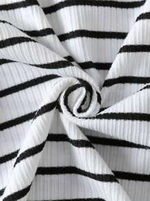 SHEIN Young Boy 3pcs Striped Quarter Button Tee - Multicolor - View 5