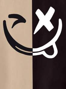 Young Boy Casual Simple Spliced Smiling Face Printed Short Sleeve T-Shirt And Shorts 2pcs Set - Multicolor - View 6