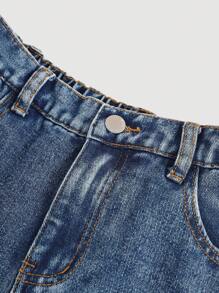 SHEIN Jeans anchos y rectos de pierna suelta en azul con estampado de moño estilo Y2K para adolescentes, pantalones aptos para graduación, atuendos bohemios de primavera y verano para vacaciones, conciertos, raves y festivales