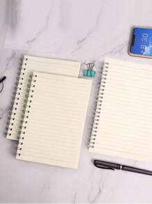 1pc 80 Pages Thick Student Notebook With Simple Design, Available In A5/B5/A4 Sizes And With Horizontal Lines,Wire Bound Modern Portable Notebook - White - View 8