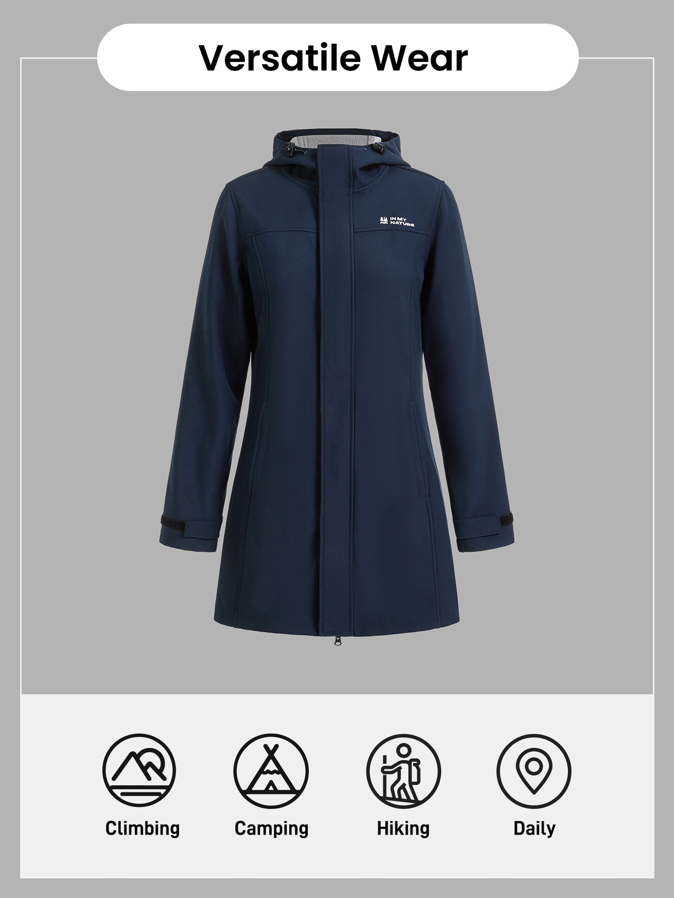 In My Nature 户外防水复合抓绒连帽外套女款，适合露营、徒步、城市通勤，不含氟 - 綠色 - 查看 10