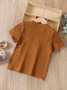 SHEIN Vacaura 男孩字母圖形貼布t恤 - 彩色 - 查看 2