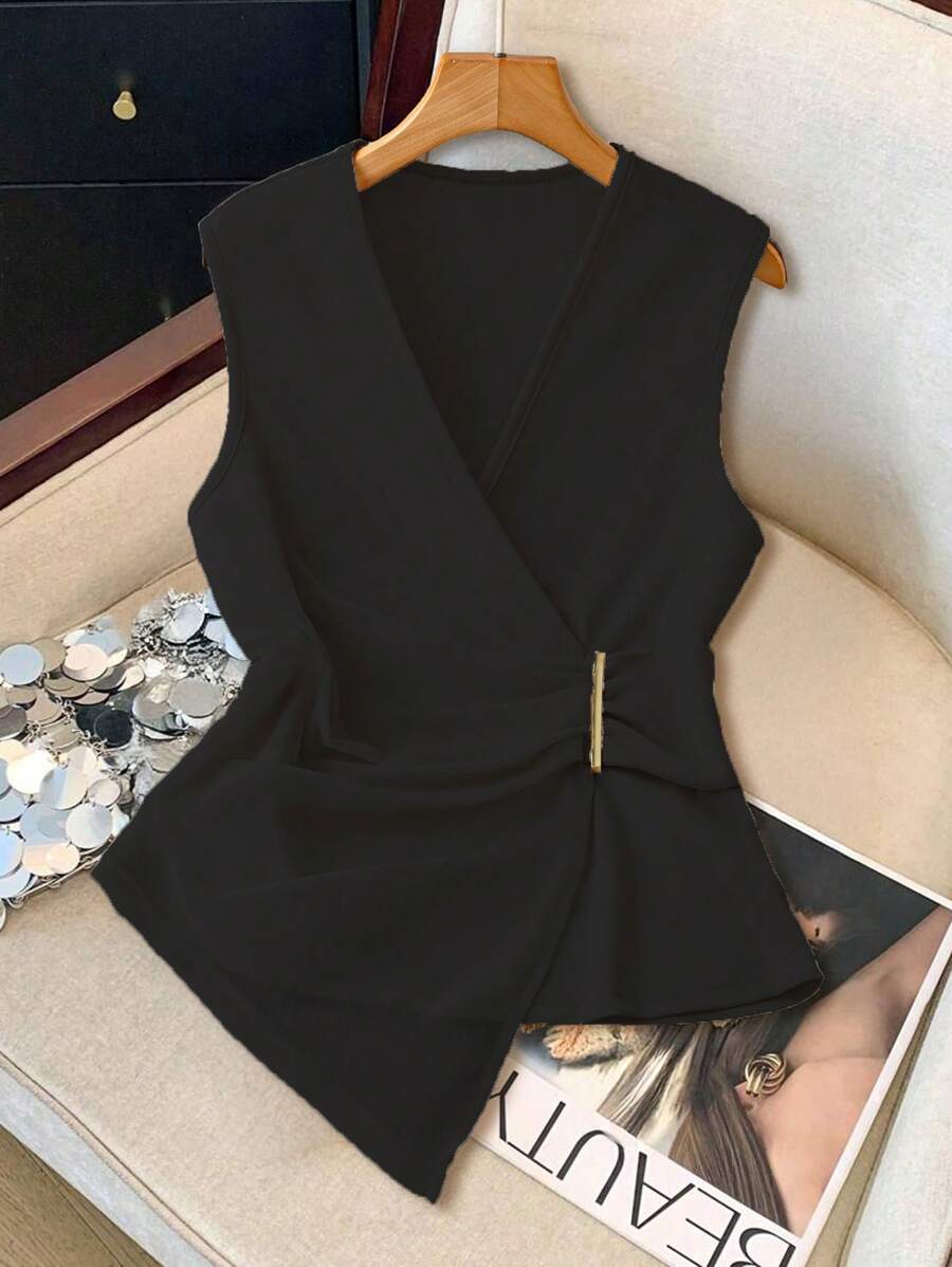 GlowEve Women's Elegant Casual Vacation Mesh Patchwork Tank Top - Black - View 1