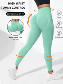 SHEIN Yoga Basic Nahtlose Sporthose mit hoher Elastizität, einfarbig, modisch