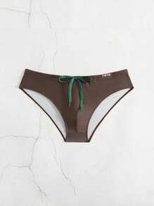 Manfinity Swimmode Men's Letter Print Triangle Beach Swimming Trunks Couple Boyfriend