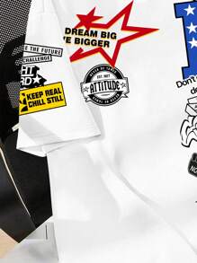 SHEIN Tween Boys' Casual Simple Short Sleeve Round Neck T-Shirt, Suitable For Summer - White - View 3