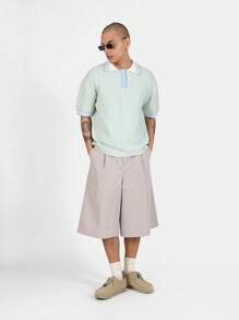 SUMWON Premium Knitted Polo Sweater Retro Style Short Sleeve Textured Relaxed Fit Casual Spring Summer Classic Preppy Tennis Golf Resort Wear