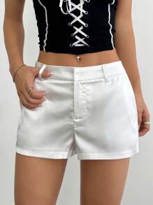 SHEIN Unity 2025 春夏时尚女式超低腰简约纯色休闲短裤