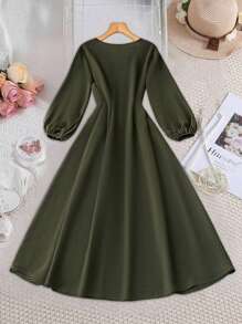 Lacomfia Modest Casual Retro Printed Patchwork Women's Arabic Style Dress