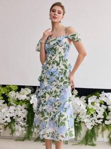 MOTF PREMIUM MULBERRY SILK FLORAL PRINT DRESS - Multicolor - View 5