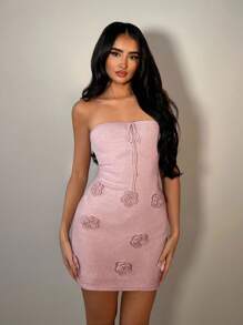 SHEIN BAE Women Sexy Minimalist Summer Dress - Pink - View 1