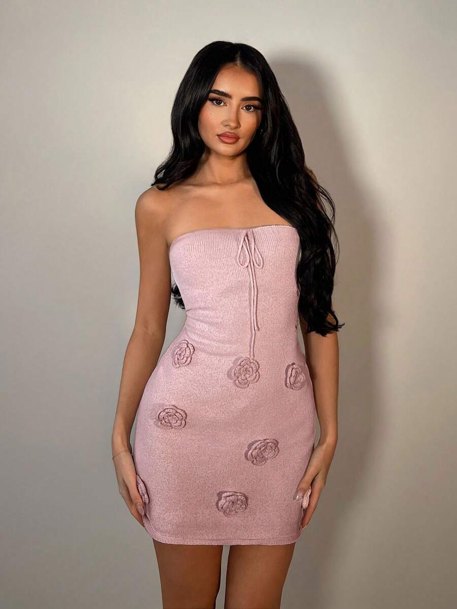 SHEIN BAE Women Sexy Minimalist Summer Dress - Pink - View 1