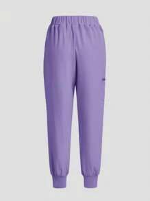 TaskEZ Bộ đồng phục phẫu thuật quần ngắn tay màu trơn - Màu tím - Xem 5